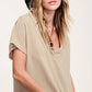 Loose Fit Gauze Fabric Short Sleeve Top HBT7624