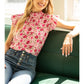 Shirts Women’s Short Ruffle Sleeve Tie back Flower Print 31652-24