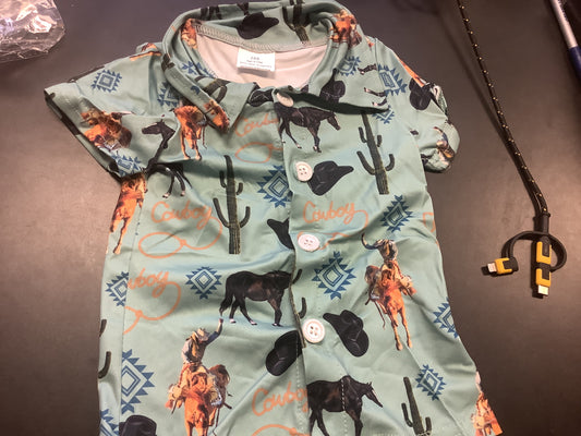Shirts Boys Kids Stretch Fabric Western Print BT0214