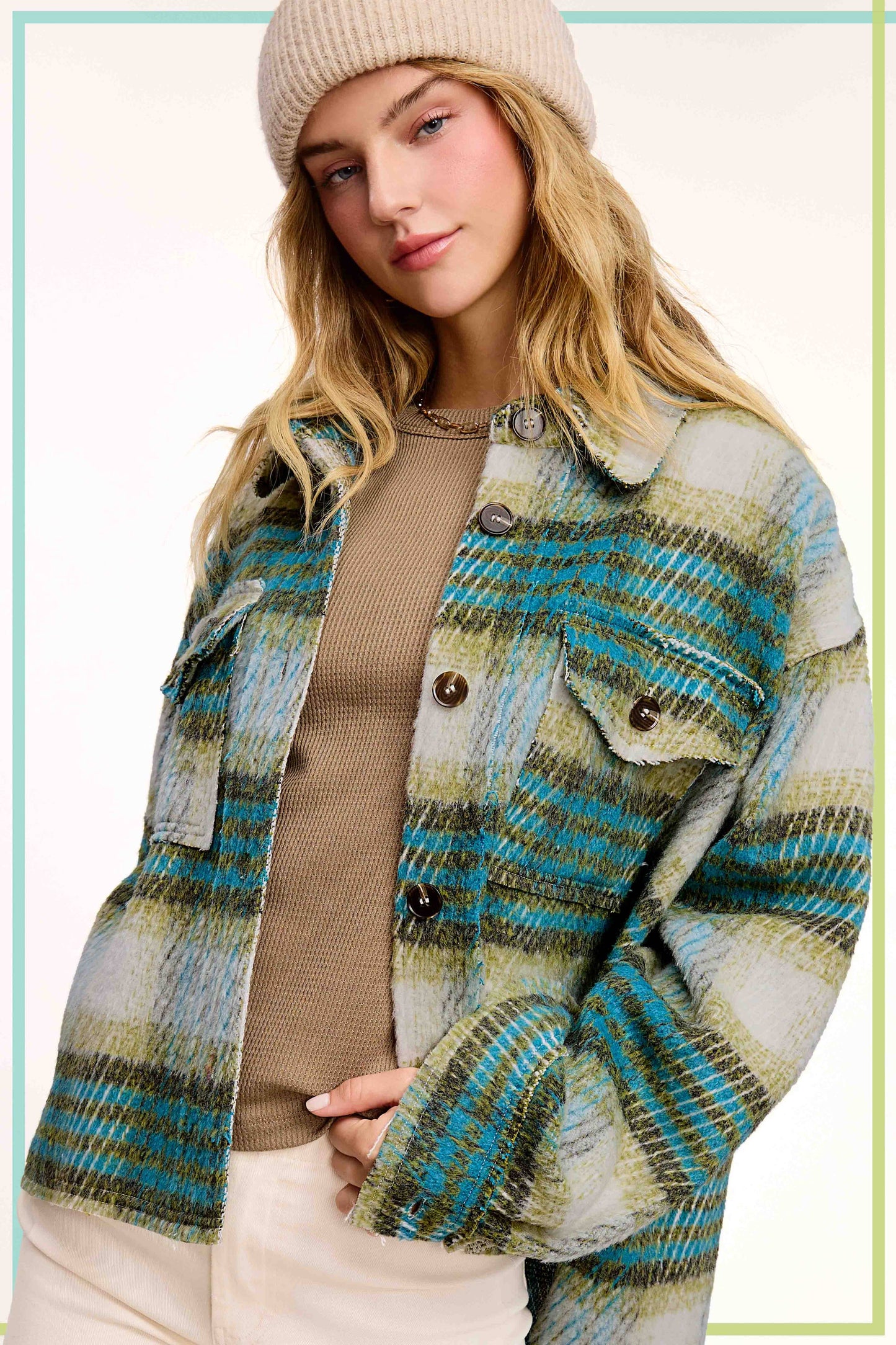Outerwear Plaid Soft Brushed Button Down Jacket JKT1791