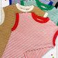JDT7710 Shirts Women’s Nautical Cap Sleeve Striped Top 4th of july