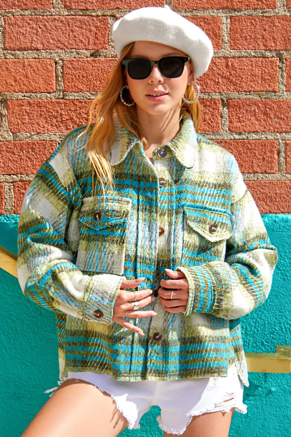 Outerwear Plaid Soft Brushed Button Down Jacket JKT1791