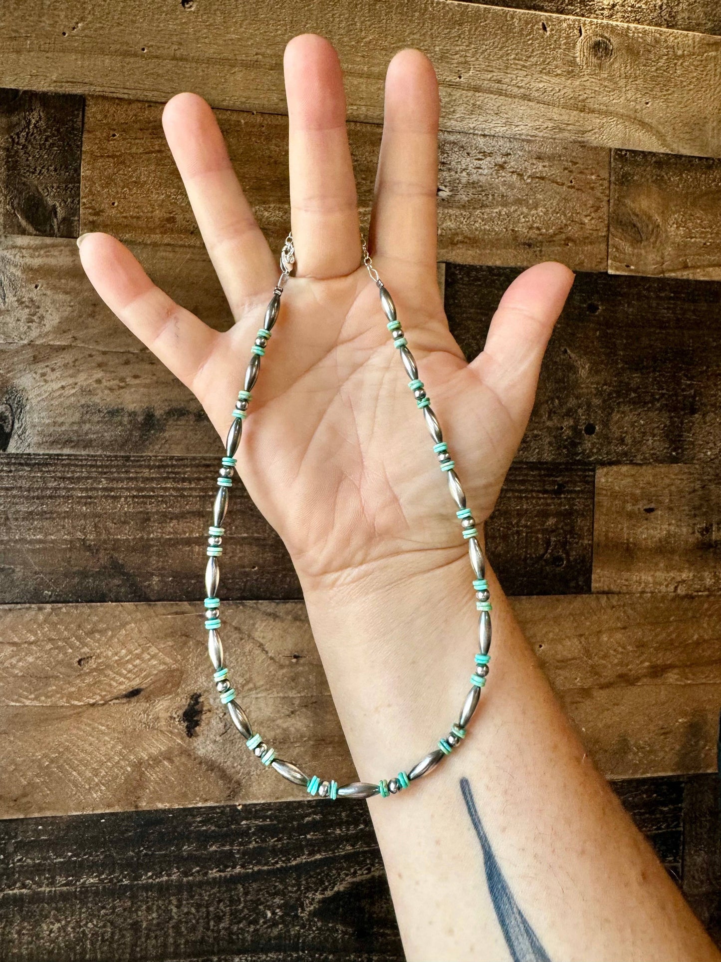Torpedo choker Sterling Silver Pearls and turquoise choker CHO-NAV-049-TUR