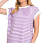 3534 Contrast Trim Cap Sleeve Stripe Tee CT-3543Y