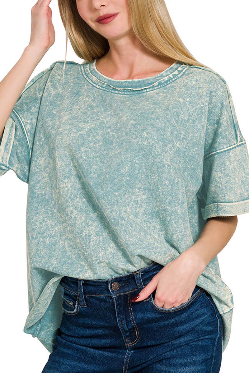 French Terry Acid Washed Tee Shirts 5314A