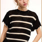 Outerwear Round Neck Scalloped Edge Short Sleeve Sweater MDS3603