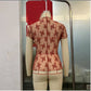 TO1401 Sheer Mesh Lace Short Sleeve Top