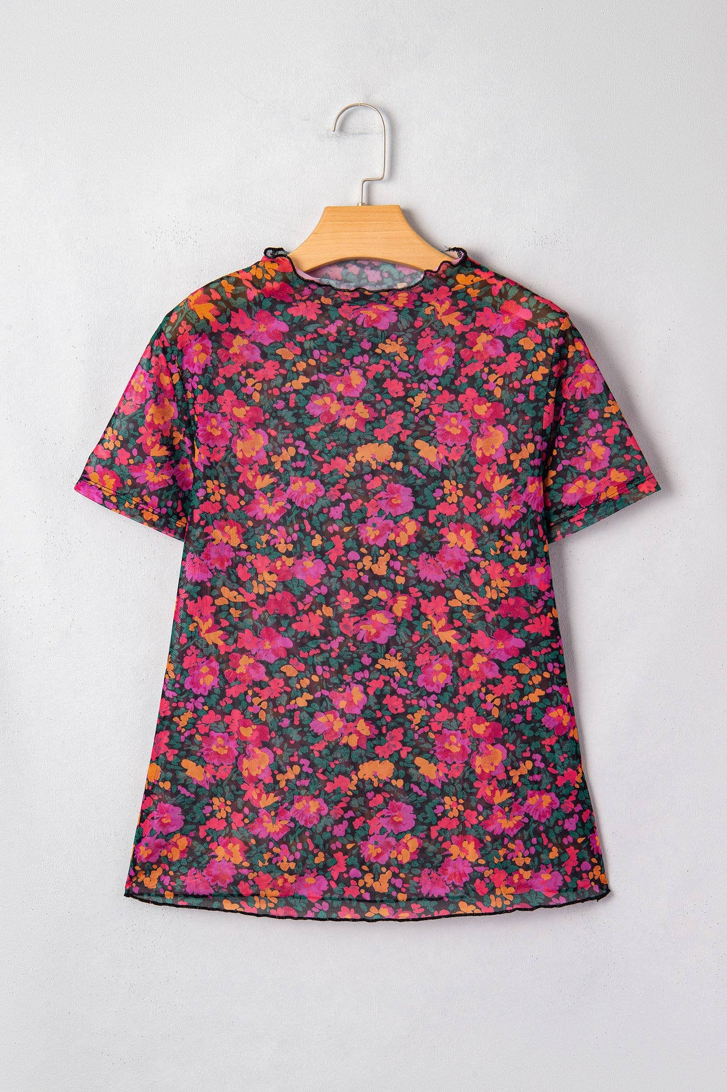 Shirts Women’s Floral Western Mesh Mock Neck Sheer Slim Fit Blouse P1015