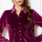 HCD9315-Soft Velvety Button Down Collar Dress