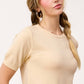 Soft Short Puffy Sleeve Basic Stretchy Knit Top MCS3600