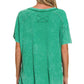 Washed Ribbed Short Sleeve Boat-neck Top 8393a