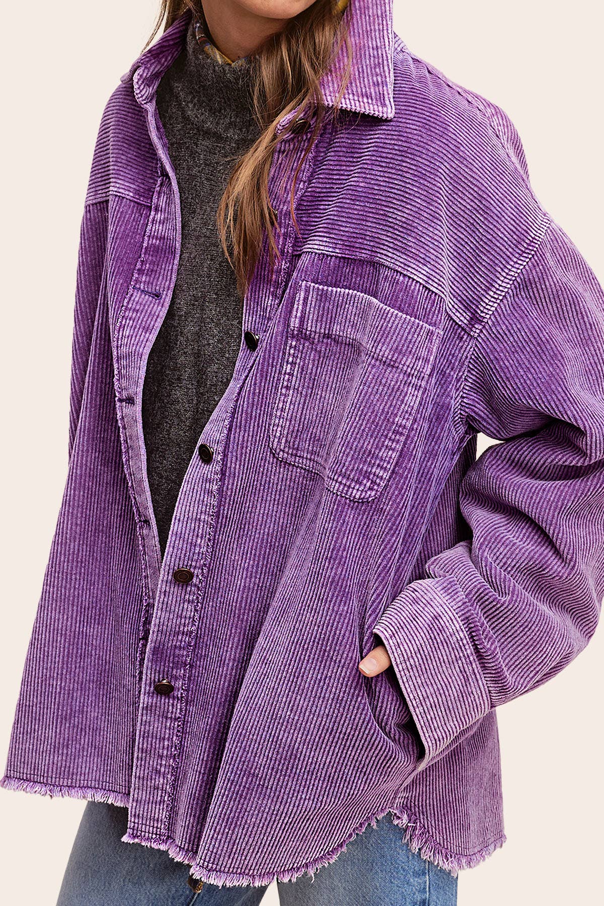 Outerwear Women’s Oversized Corduroy Button JKT1727