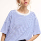 Shirts Women’s Striped Drop Shoulder Short Sleeves HDT7703