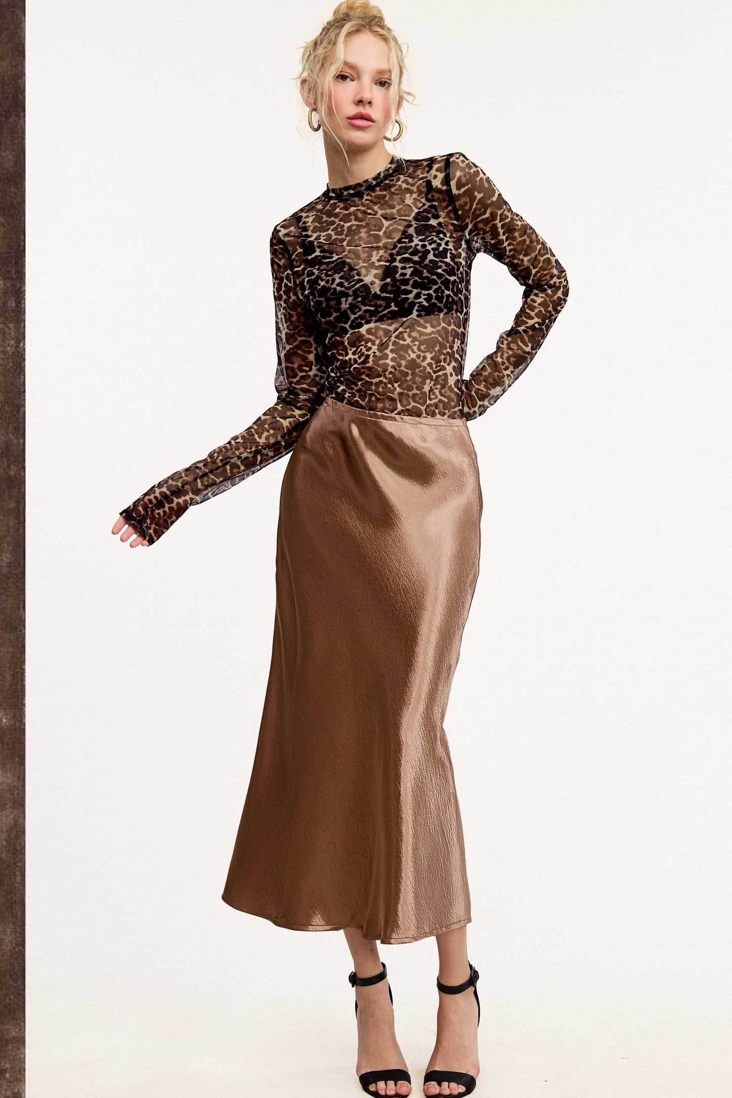 JDP4232-Dressy Satin Long Panel Silhouette Skirt