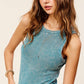 Shirts Women’s HCT7694Mineral Washed Back Patch Detail Breathable Tank Top