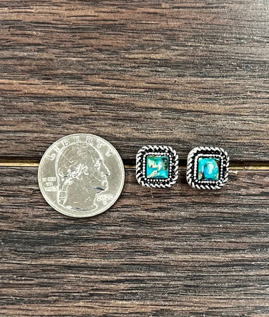 724875, 6mm Square Gemstone Stud Earrings