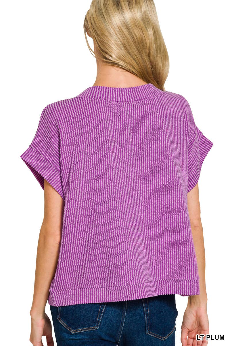 Raised Rib Cap Sleeve Top 8616Y