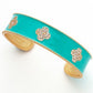 TURQ ENAMLE CUFF W/GOLD PV CLOVERS JB5540-GTQCZ JEWELRY