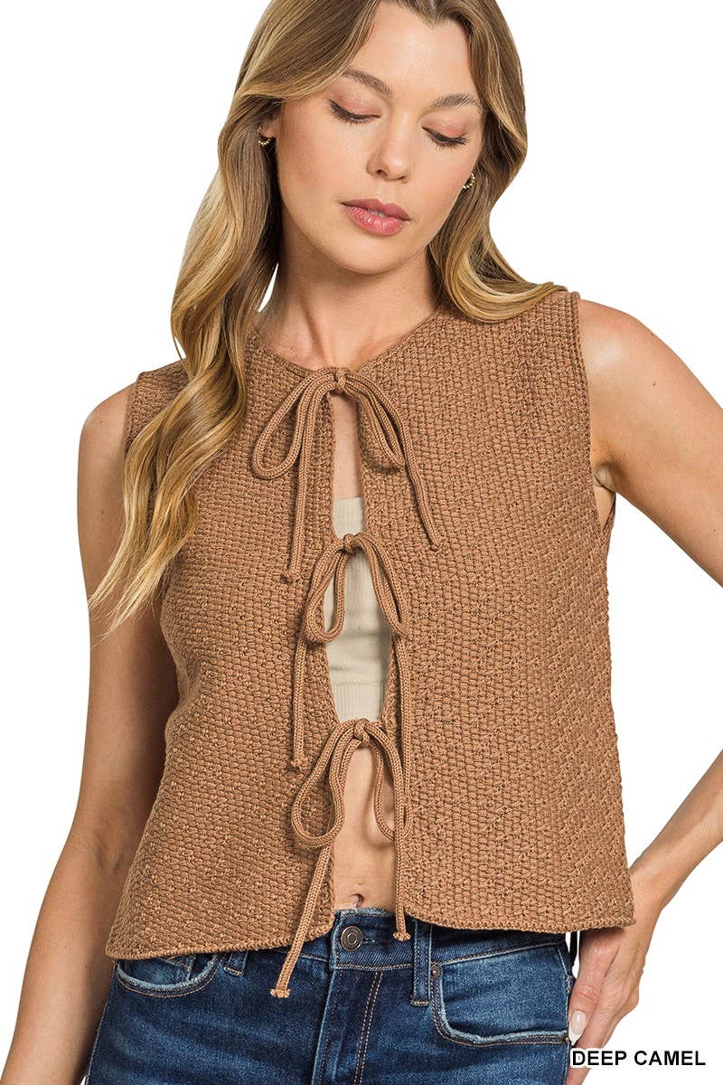 Tie Front Sweater Vest shirt