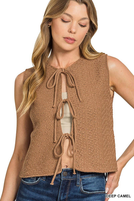 Tie Front Sweater Vest shirt