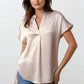 Drop Shoulder Blouse In Crinkle Satin