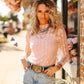 LARIAT Shirt LACE L/S *DUSTY ROSE mesh top