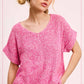 MCS3580-Soft Lightweight Loose Fit Textured Pullover Sweater