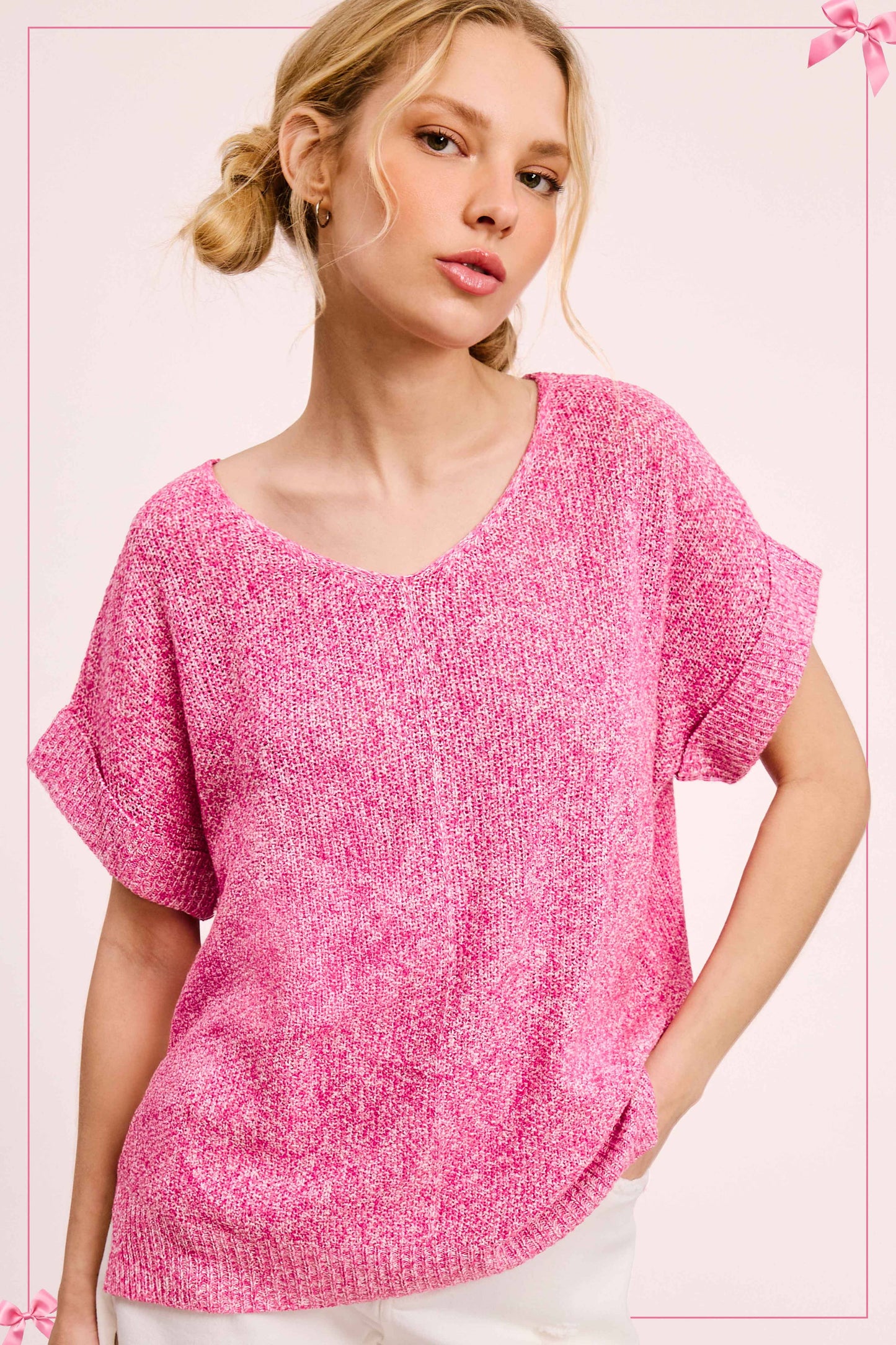 MCS3580-Soft Lightweight Loose Fit Textured Pullover Sweater
