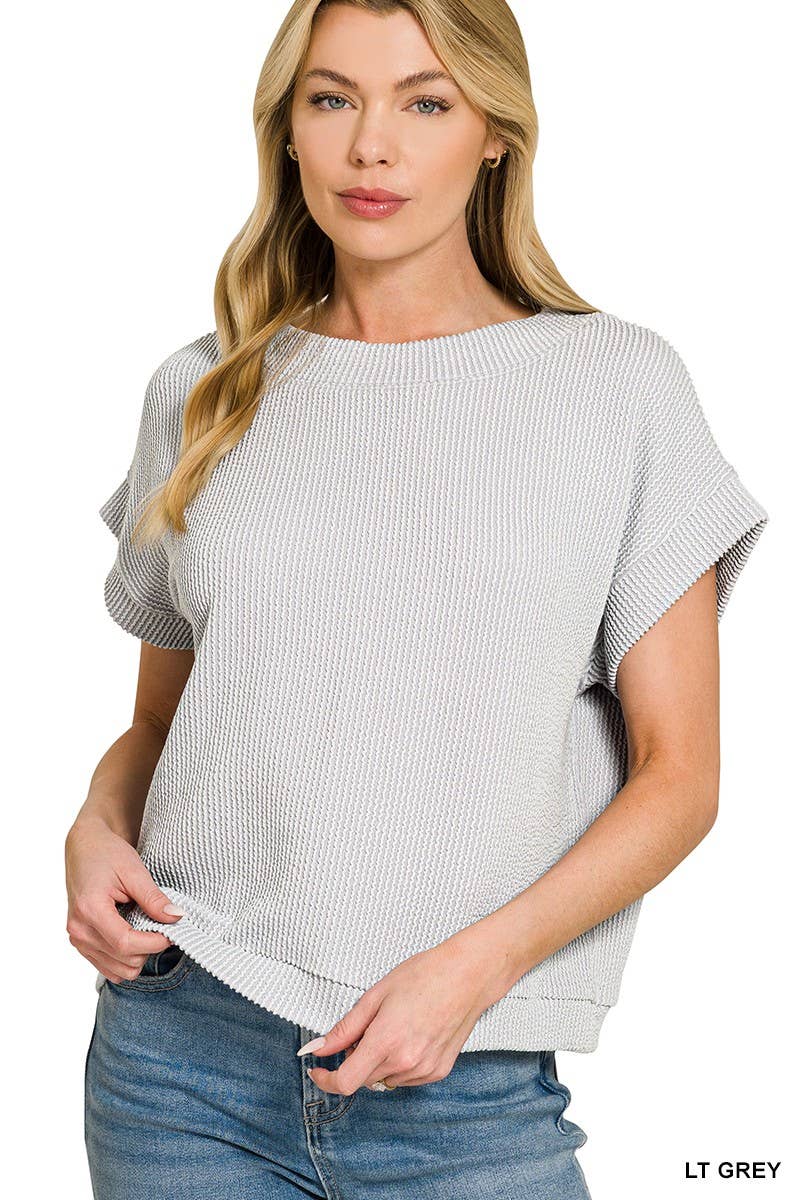 Raised Rib Cap Sleeve Top 8616Y