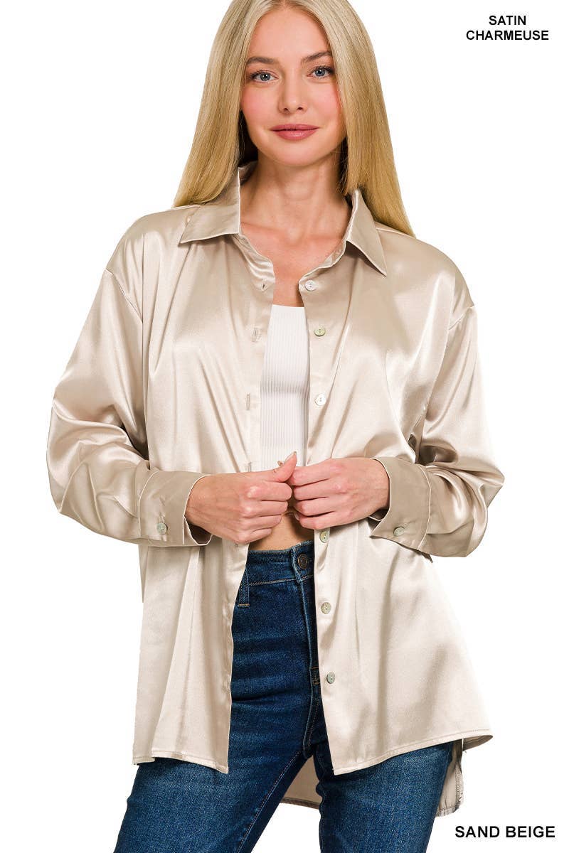 Satin Button Down Shirts 7271D4