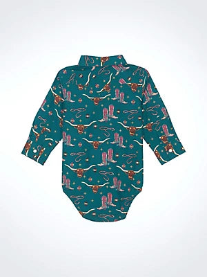 Onesie Baby Girls Wrangler Long Sleeve  Pearl Snap Western Print 112356569