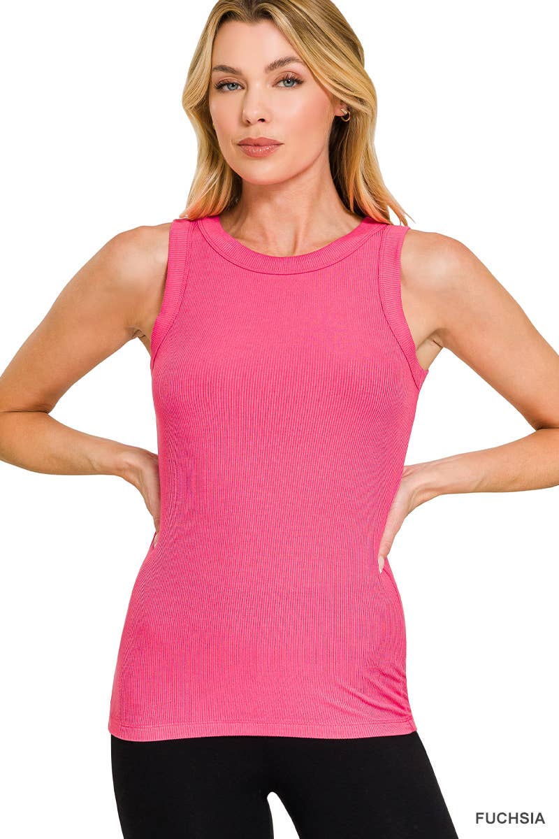 Ribbed Round Neck Tank Top 8491Y