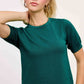Soft Short Puffy Sleeve Basic Stretchy Knit Top MCS3600