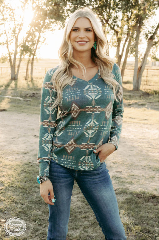 Shirts Women’s Sterling Kreek Alamo Heights Green Top S3078
