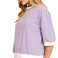 Striped Contrast Trim Banded Bottom Top