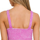 Stone Washed Ribbed Bra Padded V-neck Tank Top