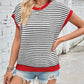 Knit Striped Batwing Sleeve Sweater SW1275