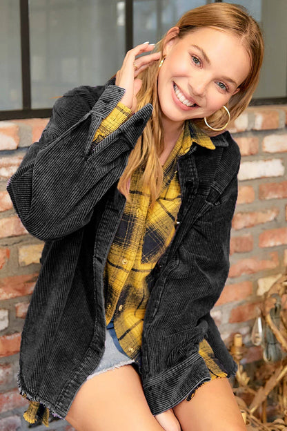 Outerwear Women’s Oversized Corduroy Button JKT1727
