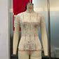 TO1401 Sheer Mesh Lace Short Sleeve Top