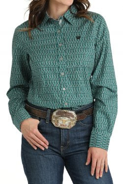 Shirts Women’s Cinch Long Sleeve Teal Button MSW9165054