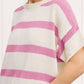 MCS3579-Boxy Silhouette Stripe Lightweight Sweater Top Outerwear Women’s