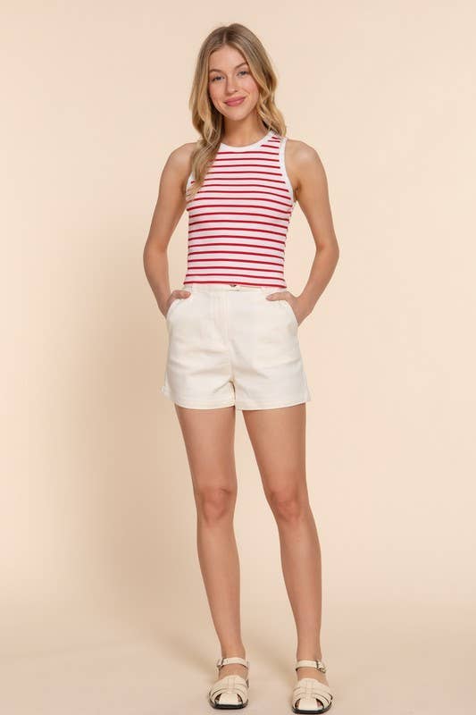 13936 Stripe Cotton Rib Knit Tank Top
