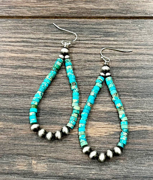 722375, 2.5" Handmade Navajo, Gemstone Earrings