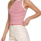 13936 Stripe Cotton Rib Knit Tank Top