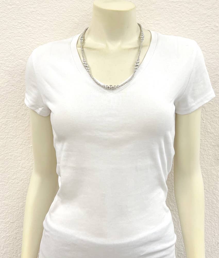 Handmade 22" Clustered Silver Navajo Bead Necklace 738056