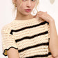 Outerwear Round Neck Scalloped Edge Short Sleeve Sweater MDS3603