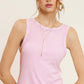 Shirts Women’s HCT7694Mineral Washed Back Patch Detail Breathable Tank Top