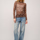 Shirts Women’s  Boots Stitch Throughout Mesh Mock Neck Fitted Top 36349T