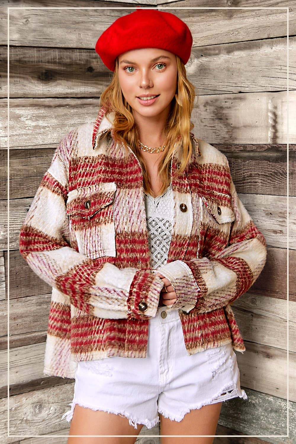 Outerwear Plaid Soft Brushed Button Down Jacket JKT1791