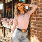 LARIAT Shirt LACE L/S *DUSTY ROSE mesh top